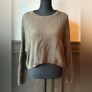 La Hearts Cabincore Military Green Ribbed Crew Neck Oversized Sweater Small